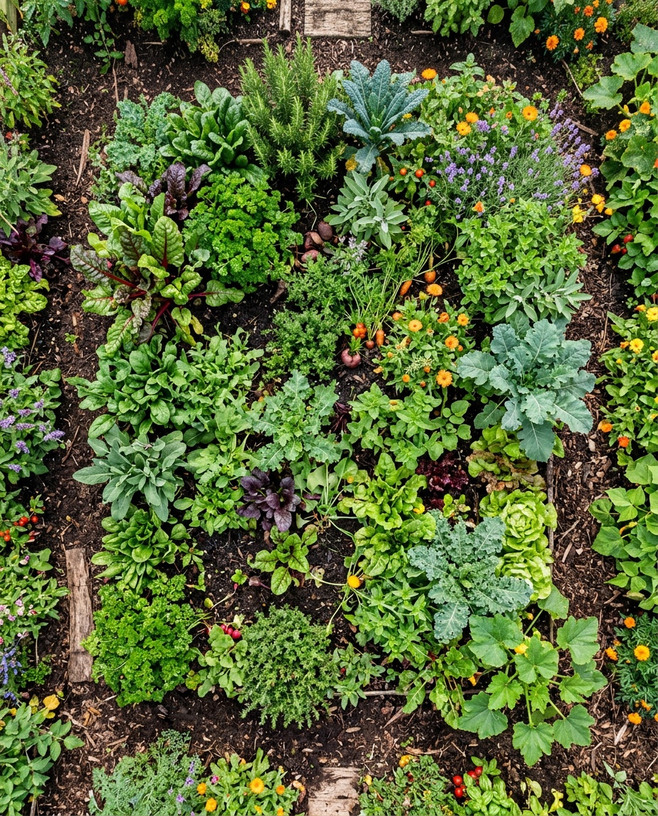 Many crops in one bed. Food security begins with what a community can grow for itself.