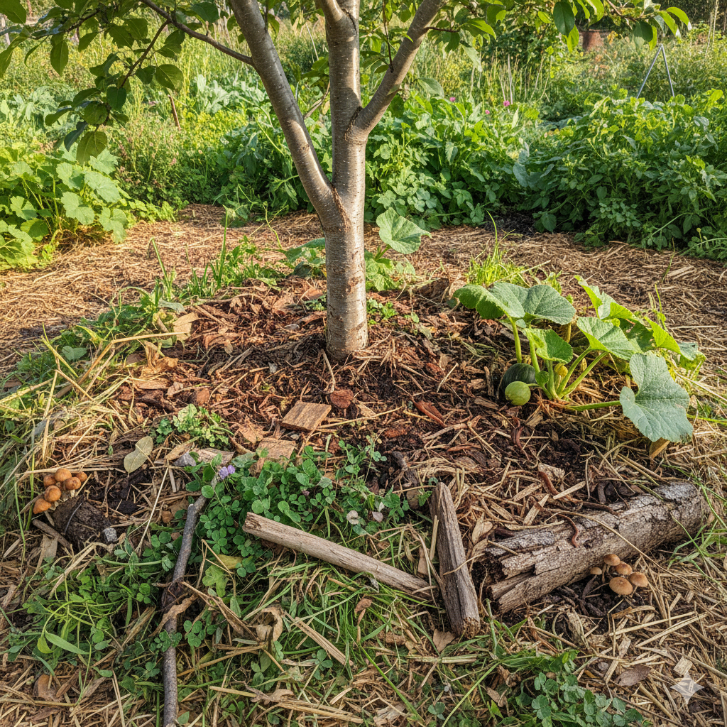 Mulching a fruit tree