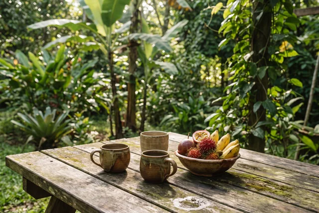 Editorial illustration: coffee garden