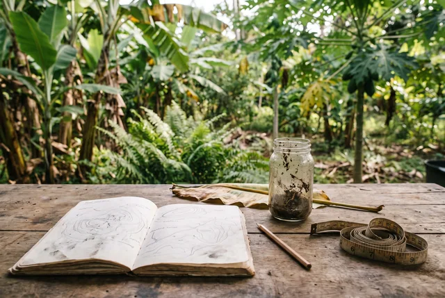 Editorial illustration of field notes