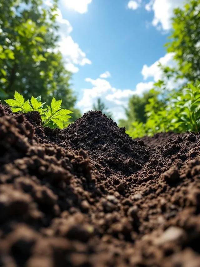 Illustrative garden soil and young leaves